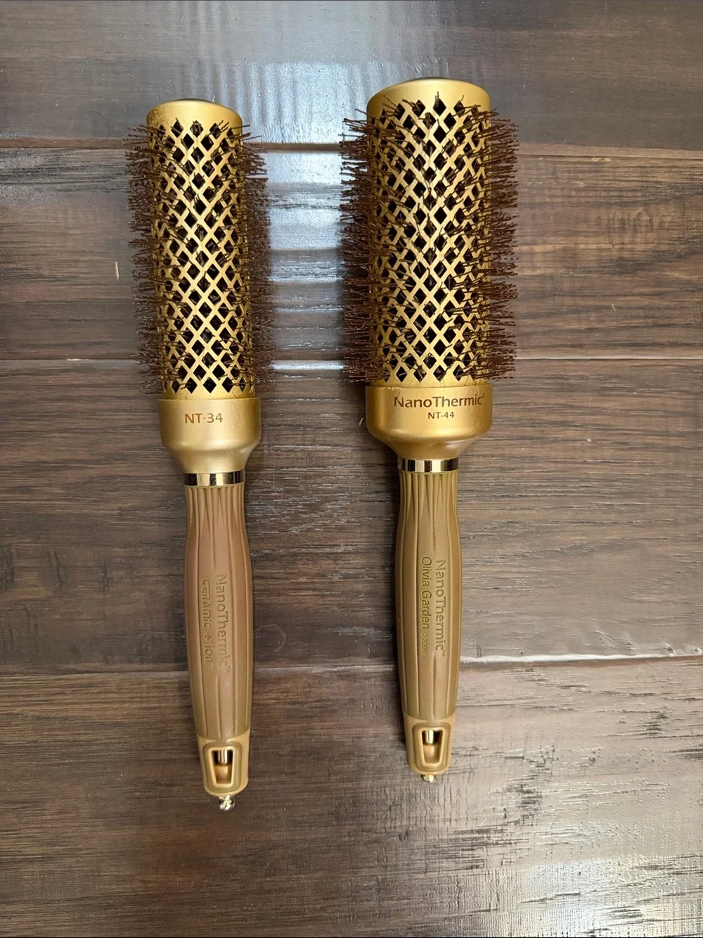 Nanothermic Gold Round Barrel Hair Brushes - Set of 2